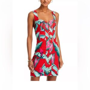 FARM Rio Summer Foliage Mini Linen Dress